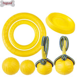 EVA Teeth Indestructible Bite Rubber Puppy Funny Training Ball Ring Puller Chew Toys Play Fetch Solid With Carrier Rope Pet Dog