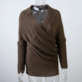 NLW High Street Fashion Women Full Sleeve Sweater Computer Knitted Sexy V Neck Regular Knitwear Autumn Winter Mujer Jumper