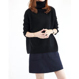 Winter New Fashion Cashmere Wool Women Warm Solid Sweaters Casual Full Sleeve Turtleneck Loose Pullovers Computer Knitt