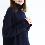 Winter New Fashion Cashmere Wool Women Warm Solid Sweaters Casual Full Sleeve Turtleneck Loose Pullovers Computer Knitt