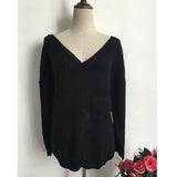 Rugod 2019 New Sexy Backless V-neck Sweater Women Pullover Autumn Winter Casual Knitted Sweater Femme Tricot Pullover Jumpers