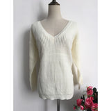Rugod 2019 New Sexy Backless V-neck Sweater Women Pullover Autumn Winter Casual Knitted Sweater Femme Tricot Pullover Jumpers