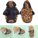 Dog Hoodie Leopard Flannel Pet Dog Puppy Cute Winter Warm Soft Sweater Pets Jumpsuit Coat Clothes Outwear Clothes for Dogs