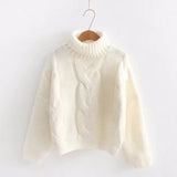 2019 Autumn Winter Women's Pink Turtleneck Sweater Basic Female Pullover Solid  Casual Knitted Ribbed Sweater